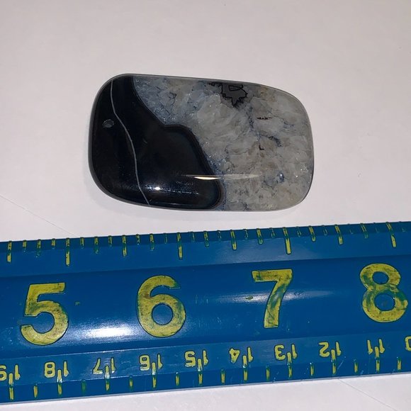 Blue and Black Smooth Druzy Quarts Rectangle Focal - Picture 7 of 7